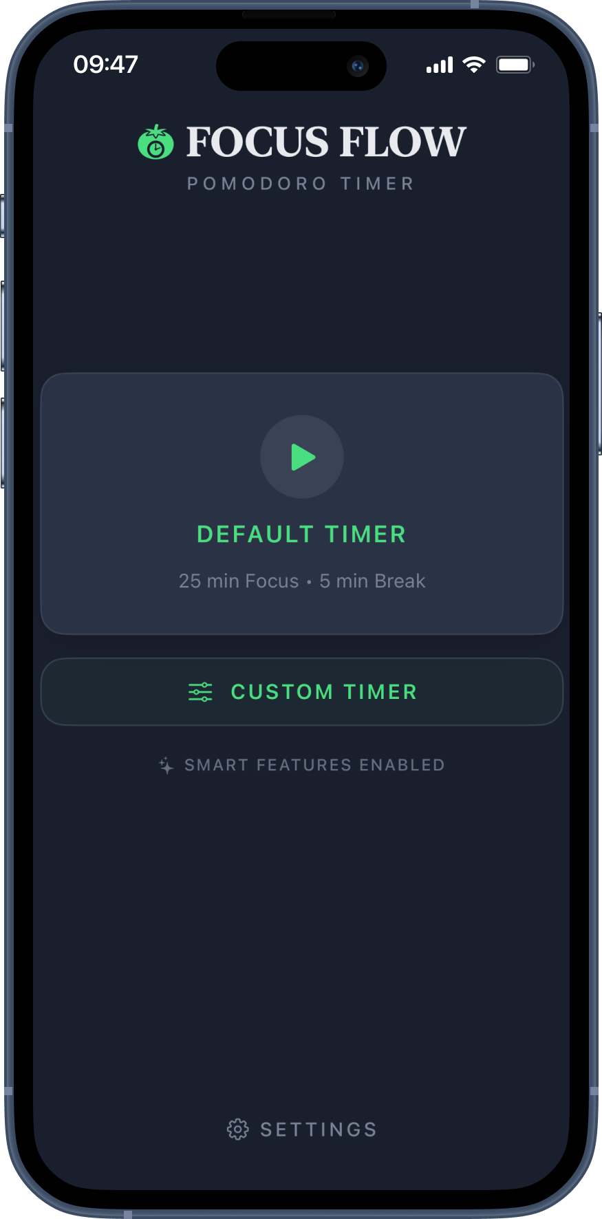 FocusFlow app on iPhone