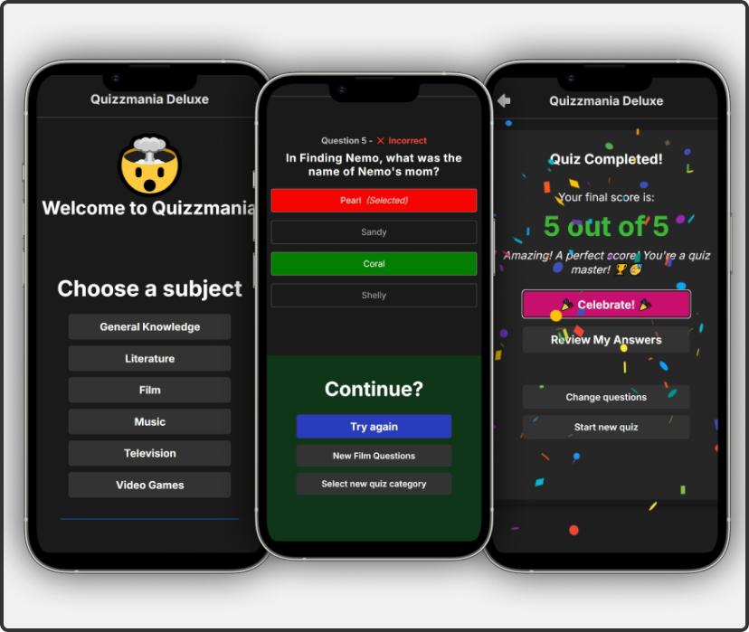 Quizzmania Mobile App